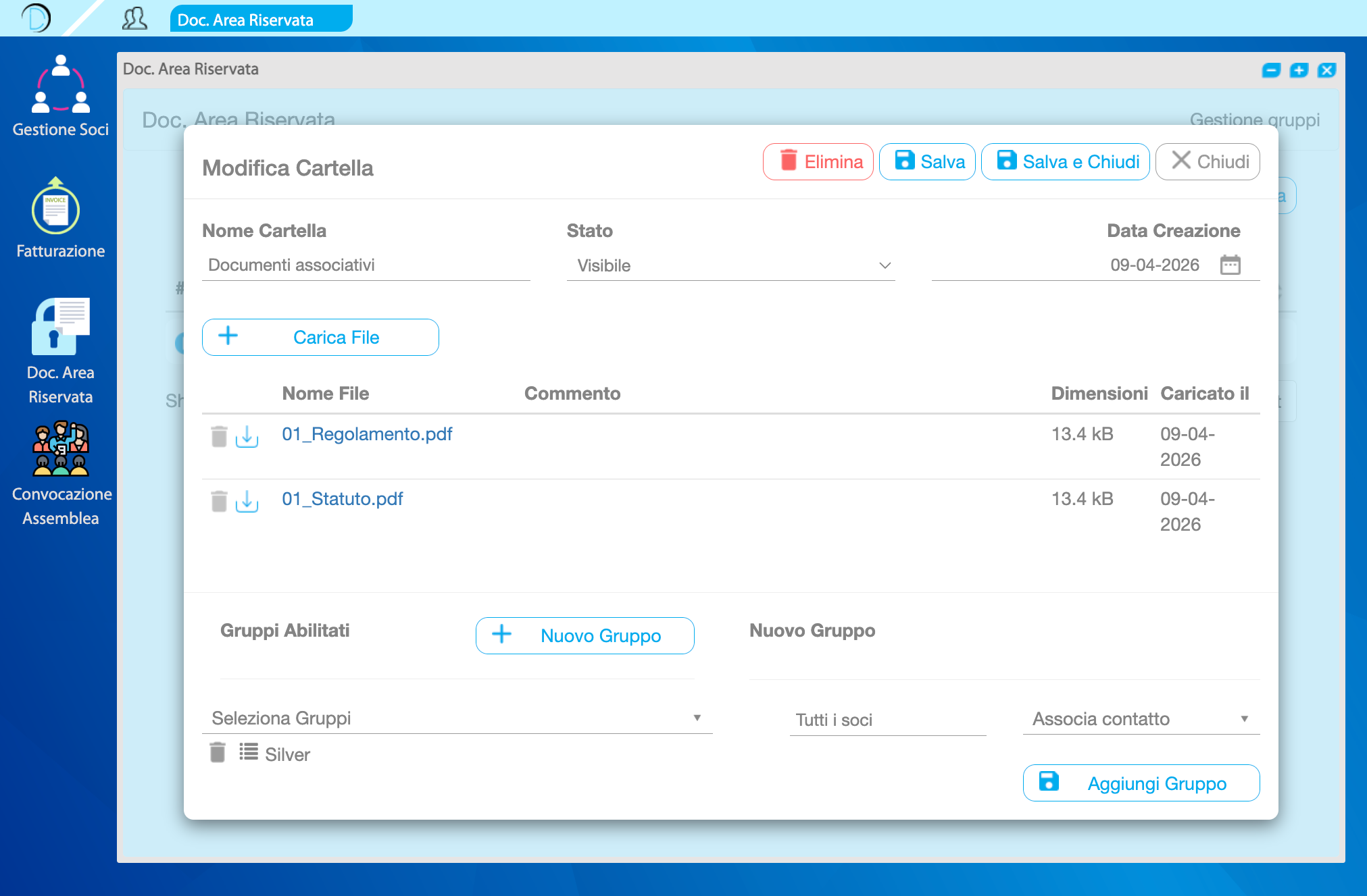 Screenshot gestione documenti riservati myDesk